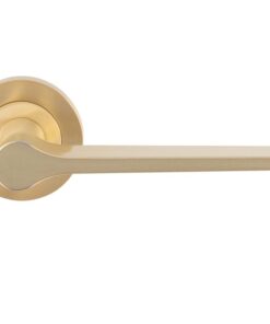 Velino Door Handles On Round Rose, Satin Brass (sold in pairs)