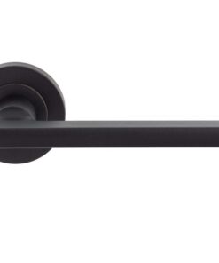Trentino Door Handles On Round Rose, Matt Black (sold in pairs)