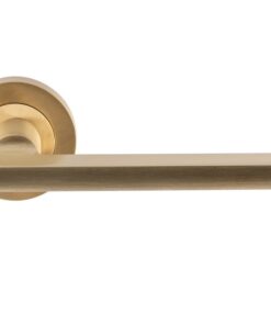 Trentino Door Handles On Round Rose, Satin Brass (sold in pairs)