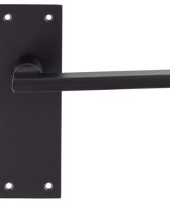 Trentino Door Handles On Slim Backplate, Matt Black (sold in pairs)