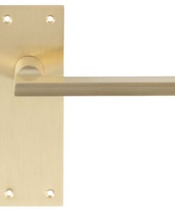 Trentino Door Handles On Slim Backplate, Satin Brass (sold in pairs)