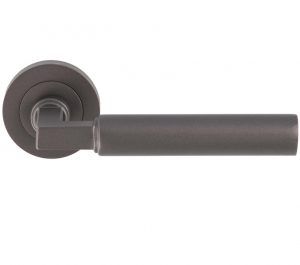 Amiata Door Handles On Round Rose, Matt Bronze (sold in pairs)