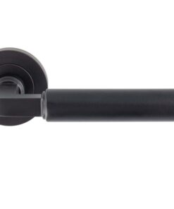 Amiata Door Handles On Round Rose, Matt Black (sold in pairs)