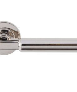 Amiata Door Handles On Round Rose, Polished Nickel (sold in pairs)