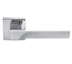 Manital Flash Door Handles On Square Rose, Polished Chrome (sold in pairs)