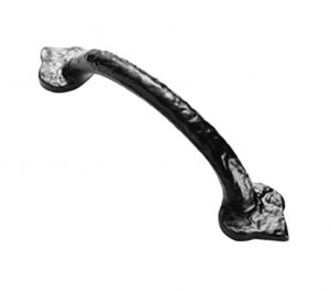 Fingertip Hammered Fleur De Lys Cabinet Pull Handle (100mm C/C), Black Antique