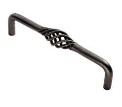 Fingertip Steel Cage Fixed Handle Cupboard Pull (128mm Or 160mm C/C), Antique Steel