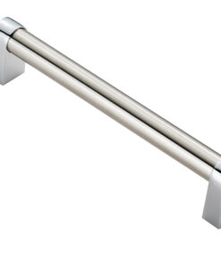 Fingertip Bauhaus Cabinet Pull Handle (160mm Or 320mm C/C), Satin Nickel & Polished Chrome
