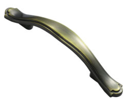 Fingertip Stepped Edge Bow Handle Cabinet Pull Handle (76mm C/C), Antique Burnished Brass