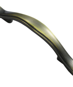 Fingertip Stepped Edge Bow Handle Cabinet Pull Handle (76mm C/C), Antique Burnished Brass