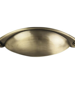 Traditional Cupboard Cup Pull Handle (64mm C/C), Polished Antique Brass
