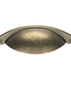 Traditional Cupboard Cup Pull Handle (64mm C/C), Antique Brass