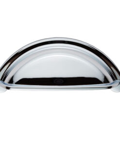 Cottage Cupboard Cup Pull Handle (76mm C/C), Polished Chrome