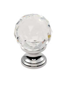 Carlisle Brass Fingertip Crystal Clear Faceted Cupboard Knob - Polished Chrome