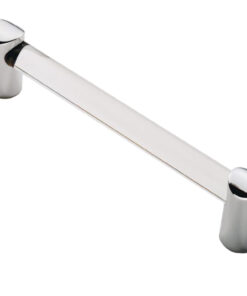 Fingertip Clear Acrylic Bar Cabinet Pull Handle (128mm Or 160mm C/C), Polished Chrome Ends