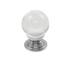 Fingertip Crystal Clear Ball Cupboard Knob (30mm OR 34mm), Polished Chrome