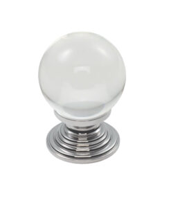 Fingertip Crystal Clear Ball Cupboard Knob (30mm OR 34mm), Polished Chrome