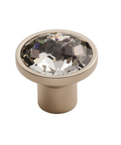 Fingertip Round Crystal Cupboard Knob (34mm Diameter), Satin Nickel