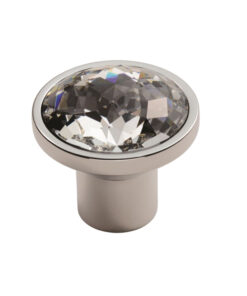 Fingertip Round Crystal Cupboard Knob (34mm Diameter), Polished Chrome