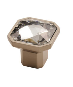 Fingertip Square Crystal Cupboard Knob (32mm x 32mm or 38mm x 38mm), Satin Nickel