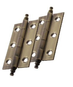 Fingertip Cabinet Hinges With Finial (64mm x 35mm), Antique Brass (sold in pairs)