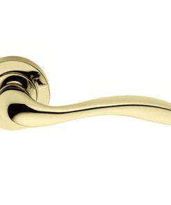 Manital Giava Door Handles On Round Rose, Polished Brass (sold in pairs)