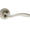 Manital Giava Door Handles On Round Rose, Satin Nickel (sold in pairs)