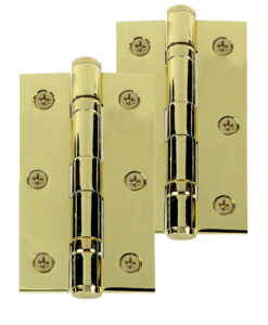 3 Inch Solid Brass Ball Bearing Hinges, Polished Brass  (sold in pairs)