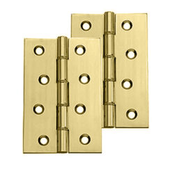 4 Inch Double Washered Hinges, Polished Brass (sold in pairs)