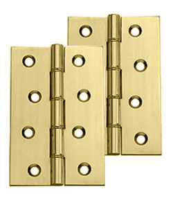 4 Inch Double Washered Hinges, Polished Brass (sold in pairs)