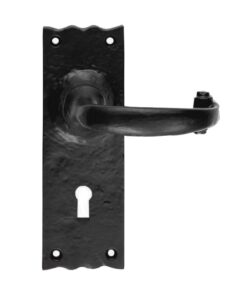 Ludlow Foundries Traditional Door Handles On Backplate, Black Antique (sold in pairs)