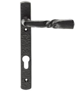 Ludlow Foundries Euro Lock Straight Narrow Plate (92mm C/C) - Black Antique Door Handles (sold in pairs)