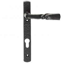 Ludlow Foundries Euro Lock Straight Narrow Plate (92mm C/C) - Black Antique Door Handles (sold in pairs)