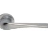 Manital Le Mans Door Handles On Round Rose, Satin Chrome (sold in pairs)