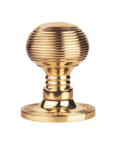 Manital Queen Anne Mortice Door Knob, Polished Brass  (sold in pairs)