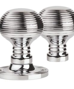 Manital Queen Anne Reeded 61mm Diameter Base Rim Door Knobs, Polished Chrome  (sold in pairs)