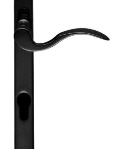 Scroll Narrow Plate, 92mm C/C, Euro Lock, Black Powder Coat Door Handles (sold in pairs)