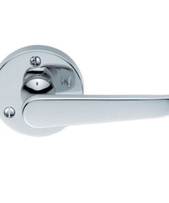 Victorian Door Handles On Round Rose, Polished Chrome (sold in pairs)