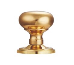 Manital Victorian Mushroom Unsprung Mortice Door Knob (Concealed Fixed), Polished Brass  (sold in pairs)