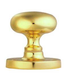 Manital Victorian Mushroom Solid Half Sprung Mortice Door Knob (Face Fixed), Polished Brass  (sold in pairs)