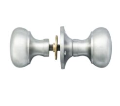 Manital Victorian Small Mushroom 56mm Diameter Base Rim Door Knobs, Satin Chrome  (sold in pairs)