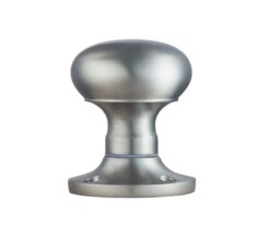 Manital Victorian Mushroom Solid Half Sprung Mortice Door Knob (Face Fixed), Satin Chrome  (sold in pairs)