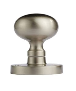 Manital Victorian Mushroom Solid Half Sprung Mortice Door Knob (Face Fixed), Satin Nickel  (sold in pairs)