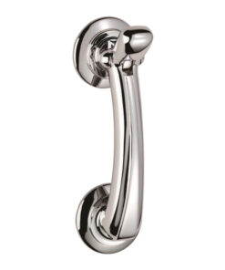 Door Knocker On Rose, Polished Chrome