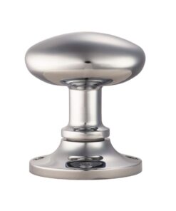 Oval Face Fix Mortice Door Knob, Polished Chrome  (sold in pairs)