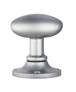 Oval Face Fix Mortice Door Knob, Satin Chrome  (sold in pairs)