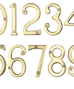 Face Fix Door Numerals (0-9), Polished Brass