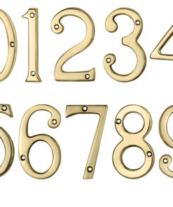 Face Fix Door Numerals (0-9), PVD Stainless Brass