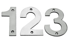 Eurospec 50mm Screw Fix Numerals (0 - 9), Polished Stainless Steel OR Satin Stainless Steel