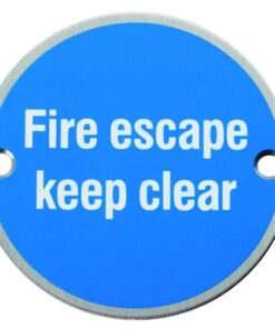 Eurospec Fire Escape Keep Clear Sign, Polished Stainless Steel OR Satin Stainless Steel Finish